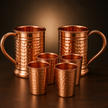 Copper cups and mugs complete set