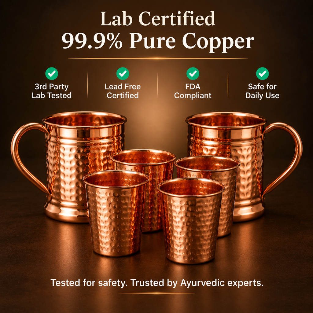 Lab certified 99.9% pure copper cups and mugs