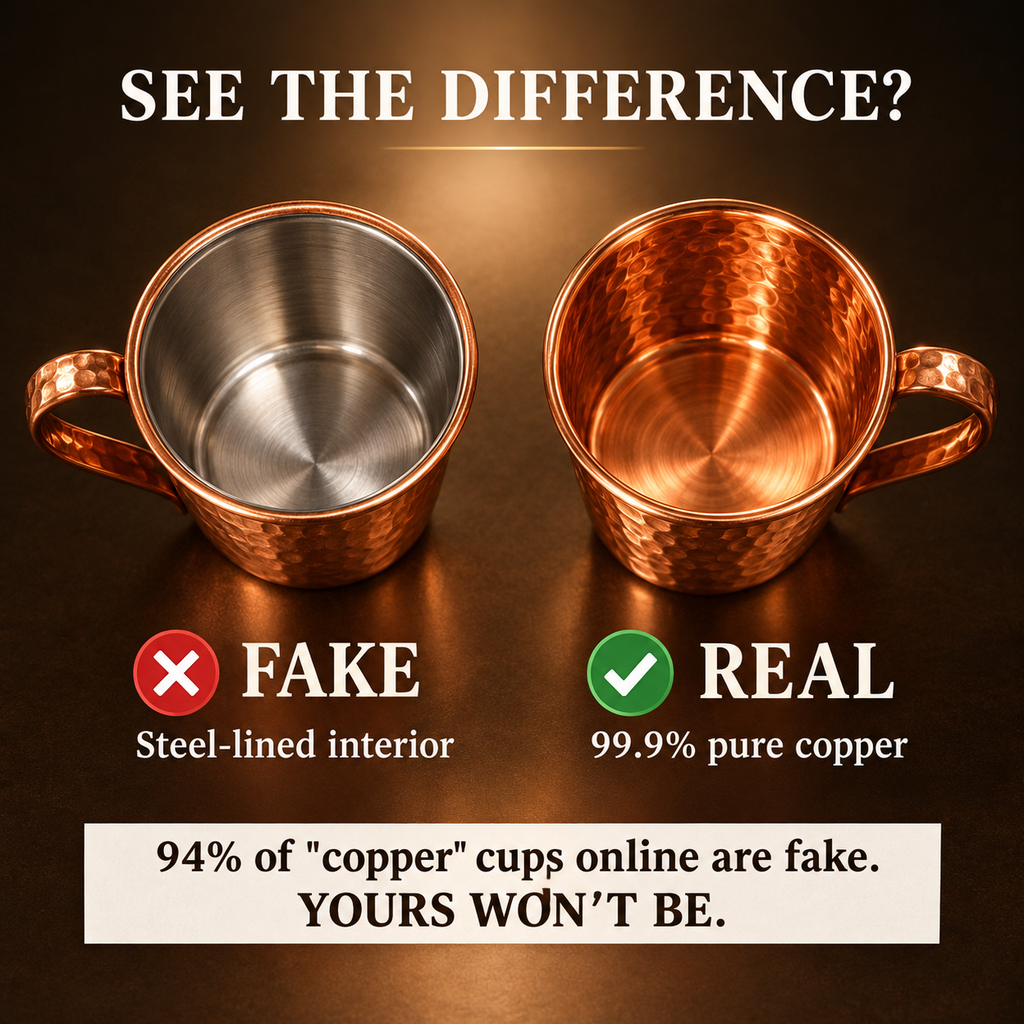 See the difference — fake vs real copper cup