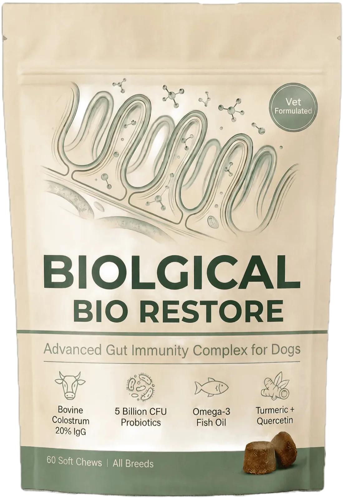 Biolgical Bio Restore soft chews beside the pack